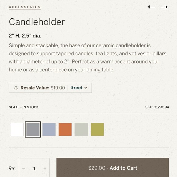 Set of 4 - Grey Heath Ceramics Candle Holders - Picture 3 of 3